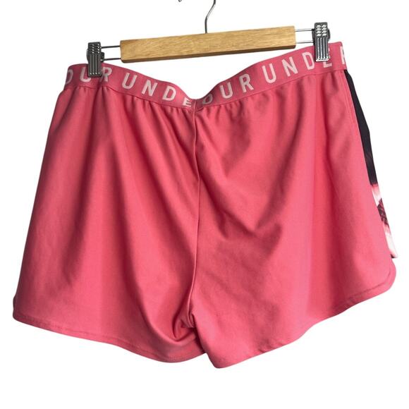 Under Armour Pink Black White Active Shorts Women’s Large Logo Waistband - Picture 2 of 3